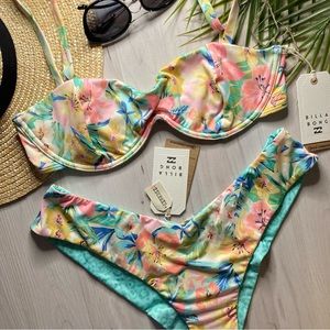 Billabong •• Sweet Tropics Reversible Floral Underwire Bikini Top | Fiji Bottom